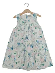 Vorschaubild 1 von Mädchen Sommerkleid Blumenmuster Baumwolle Weiß Gr. 128
