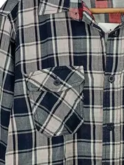 Vorschaubild 2 von Herren Freizeithemd Kariert Blau Grau Gr. S Baumwolle Langarm