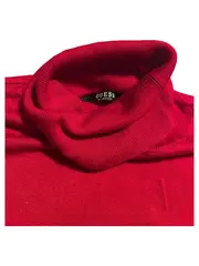 Vorschaubild 5 von Damen Rollkragen Pullover Kurzarm Strick Rot Gr. 34 XS Logo Strass Glitzer