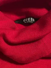 Vorschaubild 6 von Damen Rollkragen Pullover Kurzarm Strick Rot Gr. 34 XS Logo Strass Glitzer