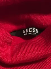 Vorschaubild 7 von Damen Rollkragen Pullover Kurzarm Strick Rot Gr. 34 XS Logo Strass Glitzer