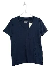 Vorschaubild 1 von Damen T-Shirt V-Ausschnitt Blau Gr. 36/S Basic Baumwolle Modal