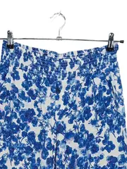 Vorschaubild 2 von Damen Stoffhose Blumenmuster Blau Weiß Gr. 38 Weites Bein