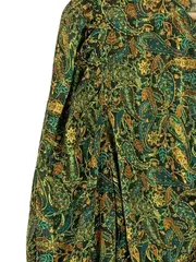 Vorschaubild 4 von Damen Bluse Gr. 42/XL Paisley Raffung Grün Bohemian Langarm