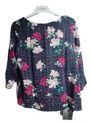 Vorschaubild 2 von Damen Bluse Gr. 36 Blumenmuster Karo Grau Rosa Rot Viskose