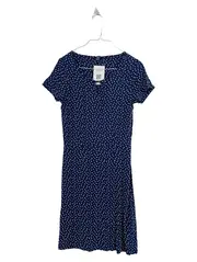 Vorschaubild 1 von Damen Kleid Punkte Navy Blau Gr. 34 XS Freizeitkleid