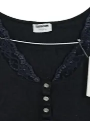 Vorschaubild 4 von Damen Top Gr. M Schwarz Spitze Knopfleiste Viskose NEU