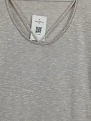 Vorschaubild 2 von Amisu Damen Langarmshirt Gr. XL Beige Meliert V-Ausschnitt Casual
