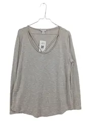 Vorschaubild 1 von Amisu Damen Langarmshirt Gr. XL Beige Meliert V-Ausschnitt Casual