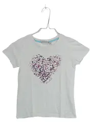 Vorschaubild 1 von Mädchen T-Shirt Herz-Print Gr. 116/122 Weiß Baumwolle