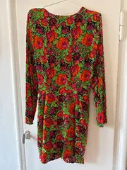 Vorschaubild 2 von Wickelkleid Blumenmuster Midikleid Damen Gr. L Mehrfarbig Viskose