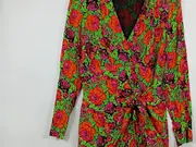 Vorschaubild 3 von Wickelkleid Blumenmuster Midikleid Damen Gr. L Mehrfarbig Viskose