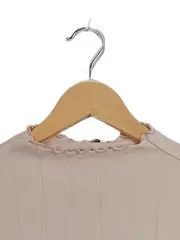 Vorschaubild 2 von EDC Damen Langarmshirt Gr. 36 S Rosa Rippstrick Baumwolle Stehkragen Basic