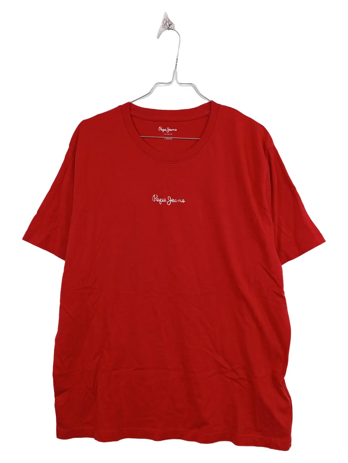 PEPE JEANS LONDON Herren T-Shirt Gr. L Rot Baumwolle Basic Logo