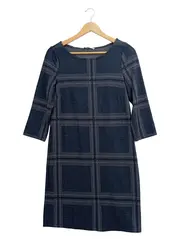 Vorschaubild 1 von Damen Freizeitkleid Gr. XS kariert blau 3/4 Arm Casual