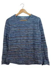 Vorschaubild 1 von Damen Pullover Gr. 38/M Melange Blau Baumwolle Strick