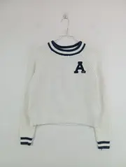Vorschaubild 2 von Pullover Damen 34 XS Weiß Baumwolle Strickpullover Logo A