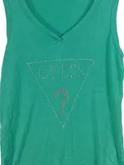 Vorschaubild 3 von Damen Tank Top Strass Logo Grün Gr. S 36 V-Ausschnitt
