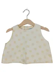 Vorschaubild 1 von Mädchen Festliches Top Bluse Gr. 116 Beige Punkte Seide