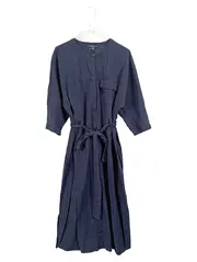 Vorschaubild 1 von Blusenkleid Damen Gr. 36/S Blau Hemdblusenkleid Gürtel