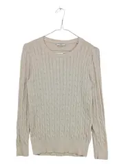 Vorschaubild 1 von Pullover Damen Zopfmuster Strickpullover Gr. 36-38 Beige Baumwolle Casual