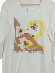 Vorschaubild 3 von Damen T-Shirt Gr. 40/L weiß mit Blumenmuster