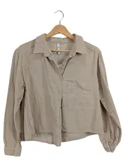 Vorschaubild 1 von TRF Cord Hemdbluse Damen Gr. S Beige Baumwolle Langarm