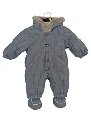 Vorschaubild 1 von Baby Schneeanzug Overall Gr. 56 Grau Kapuze Fellbesatz Winter
