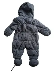 Vorschaubild 2 von Baby Schneeanzug Overall Gr. 56 Grau Kapuze Fellbesatz Winter
