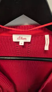 Vorschaubild 4 von Damen Strickjacke Gr. 40 Rot Leinen Baumwolle Lochmuster Cardigan