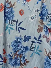 Vorschaubild 3 von TAIFUN Damen Bluse Blumenmuster Gr. 40 Blau Kurzarm Feminin