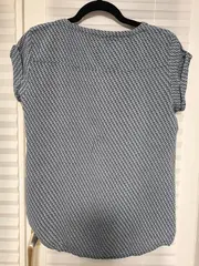 Vorschaubild 2 von Damen Bluse Gr. 36/S Blau Grafisch Kurzarm Casual