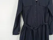 Vorschaubild 4 von Hemdblusenkleid Blau Uni Midikleid Gr. 36/S Büro Klassisch Polyester