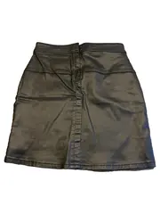 Vorschaubild 2 von Damen Rock Minirock Gr. 34/XS Schwarz Beschichtet Baumwoll-Mix Modern
