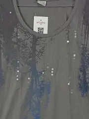 Vorschaubild 3 von Damen Langarmshirt 3/4-Arm Waldmotiv Pailletten Grau Gr. M