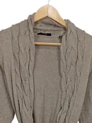 Vorschaubild 2 von Collection Damen Strickjacke Zopfmuster Bindegürtel Beige Gr. S