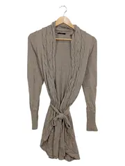 Vorschaubild 1 von Collection Damen Strickjacke Zopfmuster Bindegürtel Beige Gr. S