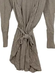 Vorschaubild 3 von Collection Damen Strickjacke Zopfmuster Bindegürtel Beige Gr. S