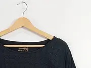 Vorschaubild 2 von Damen T-Shirt Gr. 40-42 Schwarz Casual Lochmuster Kurzarm