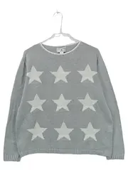 Vorschaubild 1 von Damen Pullover Strick Sterne Grau Gr. 38 M Baumwolle