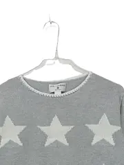 Vorschaubild 3 von Damen Pullover Strick Sterne Grau Gr. 38 M Baumwolle