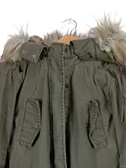 Vorschaubild 3 von Damen Parka Winterjacke Mantel Gr. 38 M Oliv Kapuze Fell Schriftzug