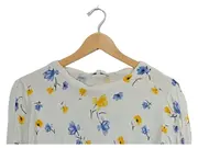 Vorschaubild 2 von Damen Pullover Blumenmuster Weiß Gelb Blau Gr. S