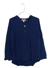 Vorschaubild 1 von Damen Blusenkleid Tunika Gr. 36/S Blau Gepunktet Langarm