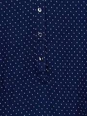 Vorschaubild 2 von Damen Blusenkleid Tunika Gr. 36/S Blau Gepunktet Langarm