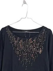 Vorschaubild 2 von TAIFUN Langarmshirt Damen Gr. 44 Schwarz Nieten Modern Elegant Shirt Oberteil