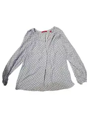 Vorschaubild 1 von Damen Bluse Langarm Punkte Raffungen Blau Gr. 42 XL