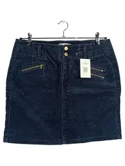 Vorschaubild 1 von Damen Cordrock Gr. 40/L Blau Minirock Baumwolle Reißverschluss