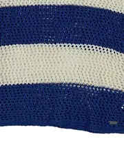 Vorschaubild 4 von Damen Pullover Strickpullover Gr. 36;S Blau Gestreift Lochmuster Maritim