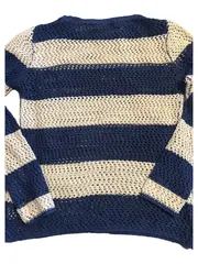 Vorschaubild 2 von Damen Pullover Strickpullover Gr. 36;S Blau Gestreift Lochmuster Maritim